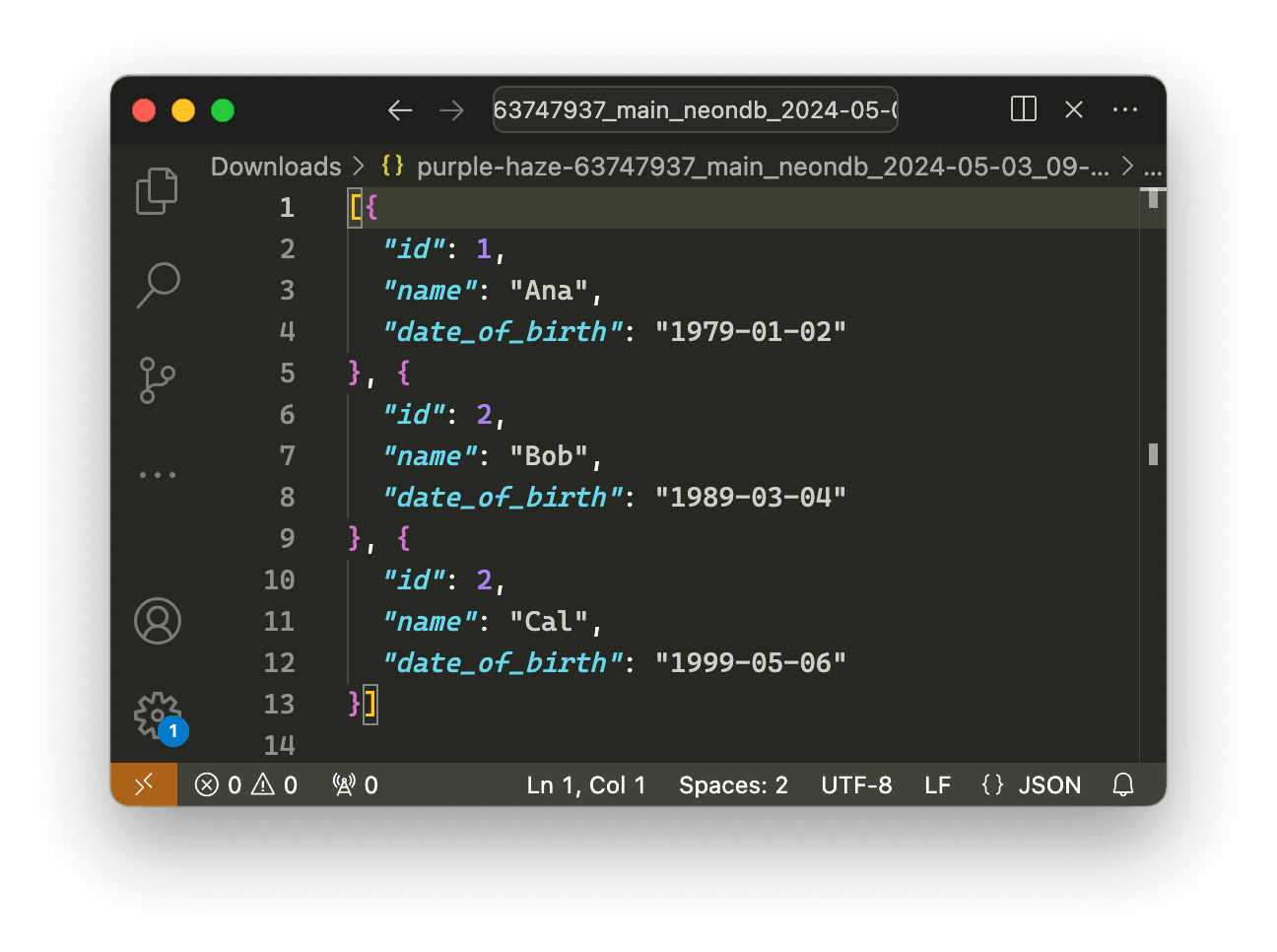 Export to json