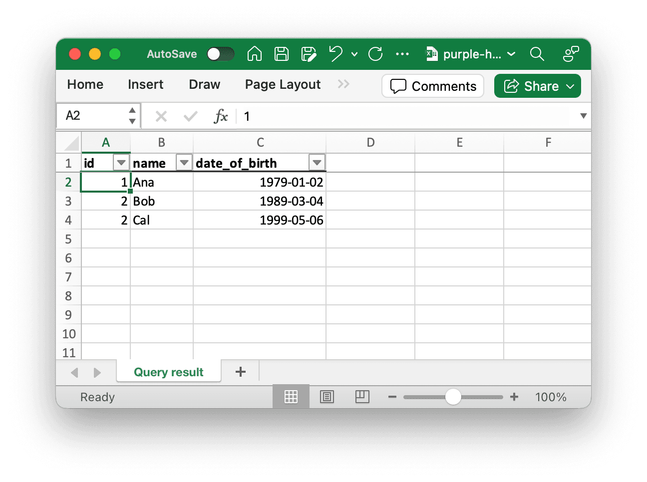 Export to xlsx
